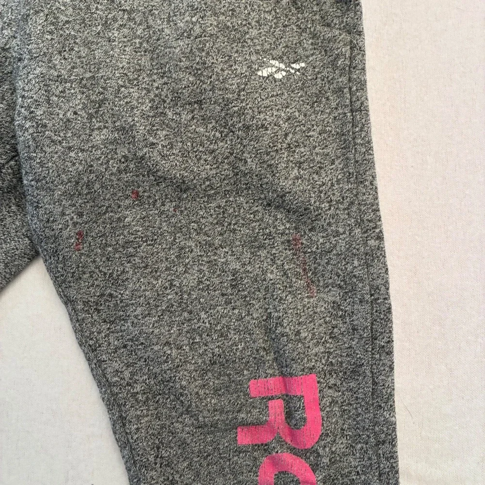 Reebok Kids Heather Gray Fleece Hoodie and Jogger Set Size 5 Pink Blue Logo